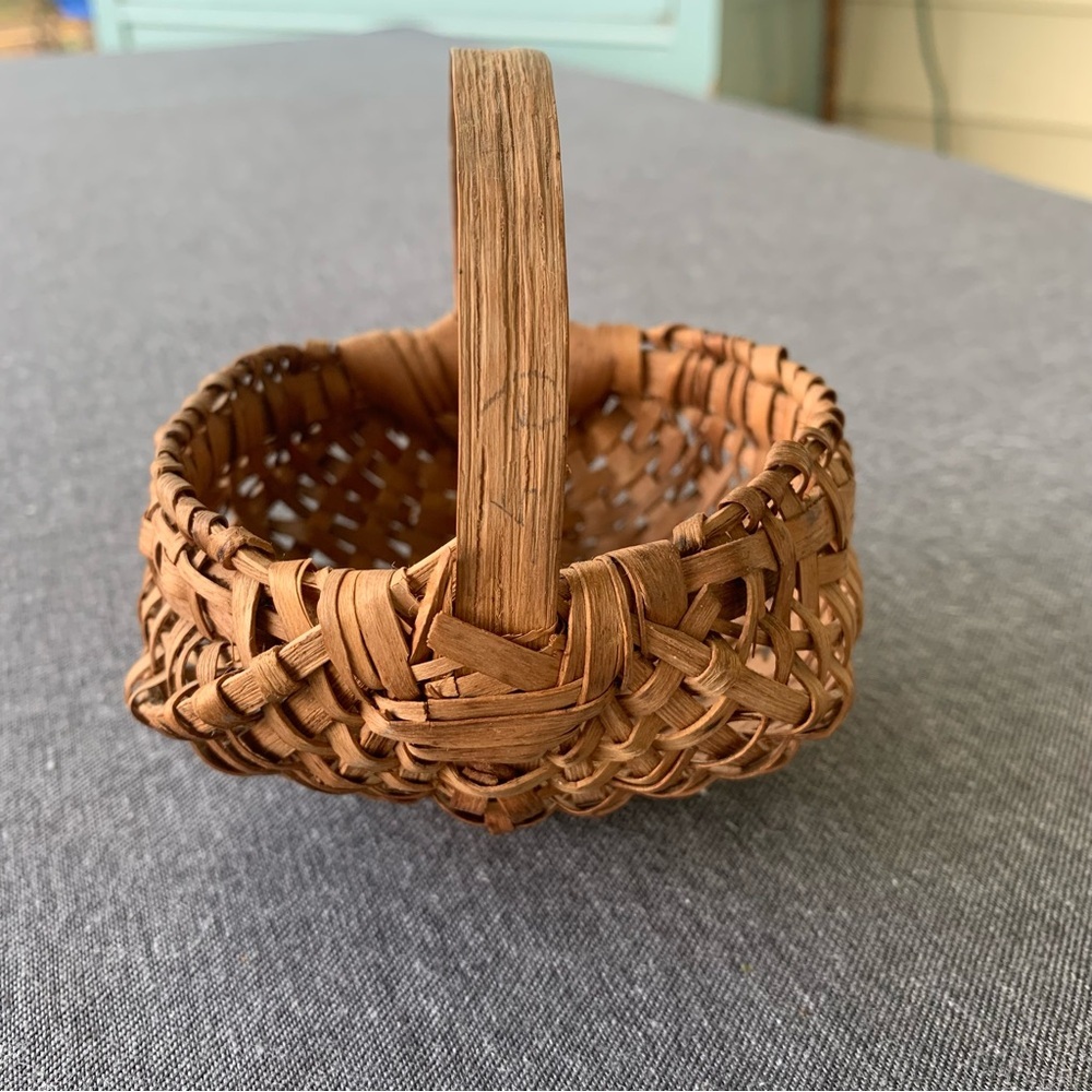 Splint Oak Basket Antique Primitive Fruit Gathering Farmhouse Farm Split